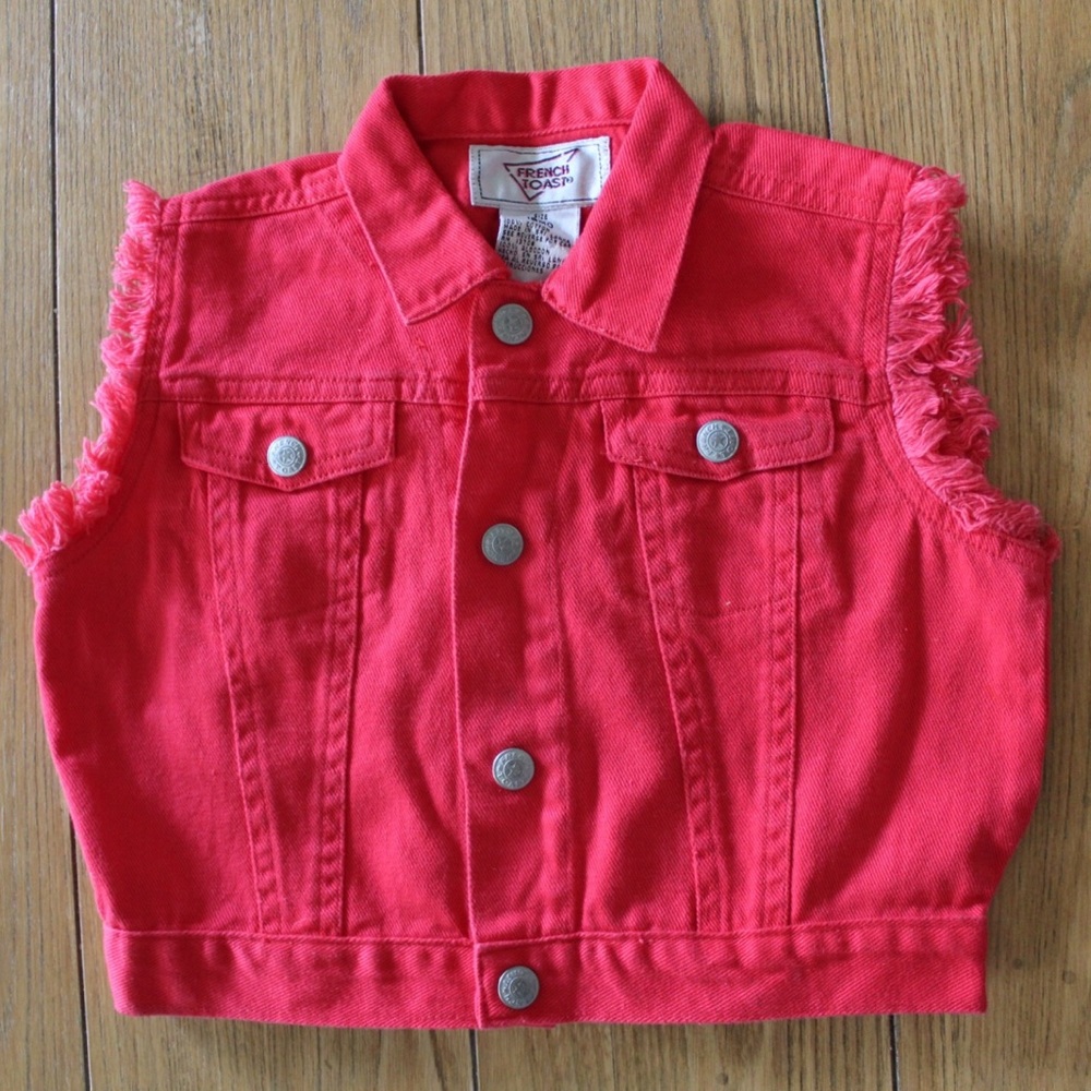 French Toast Frayed Hem Sleeveless Jean Denim Vest 18 Months